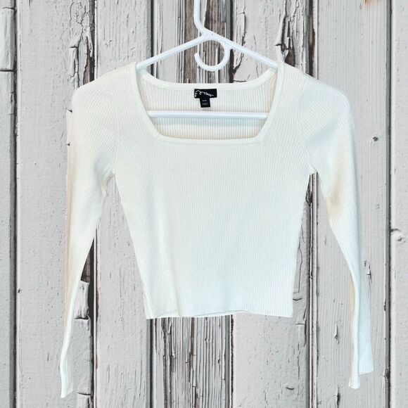 NWT Art Class Girls Ribbed Square Neck Sweater Cream/Ivory Med (8) - Picture 11 of 13